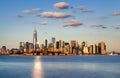 Lower Manhattan Skyscrapers at Sunset. New York City Skyline Royalty Free Stock Photo